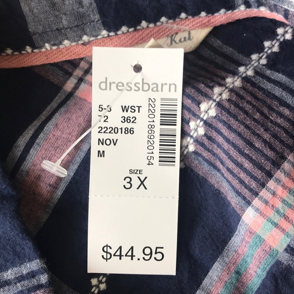 NWT Kraft Kat plaid 100% cotton button down 3x - Picture 5 of 8